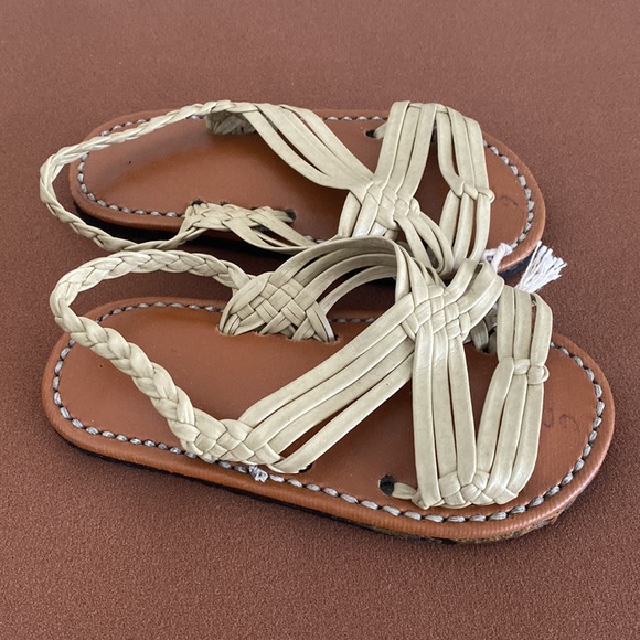 Infant’s Authentic Mexican Handmade Huarache Michoacan Cream Size 2/6 - Picture 3 of 6